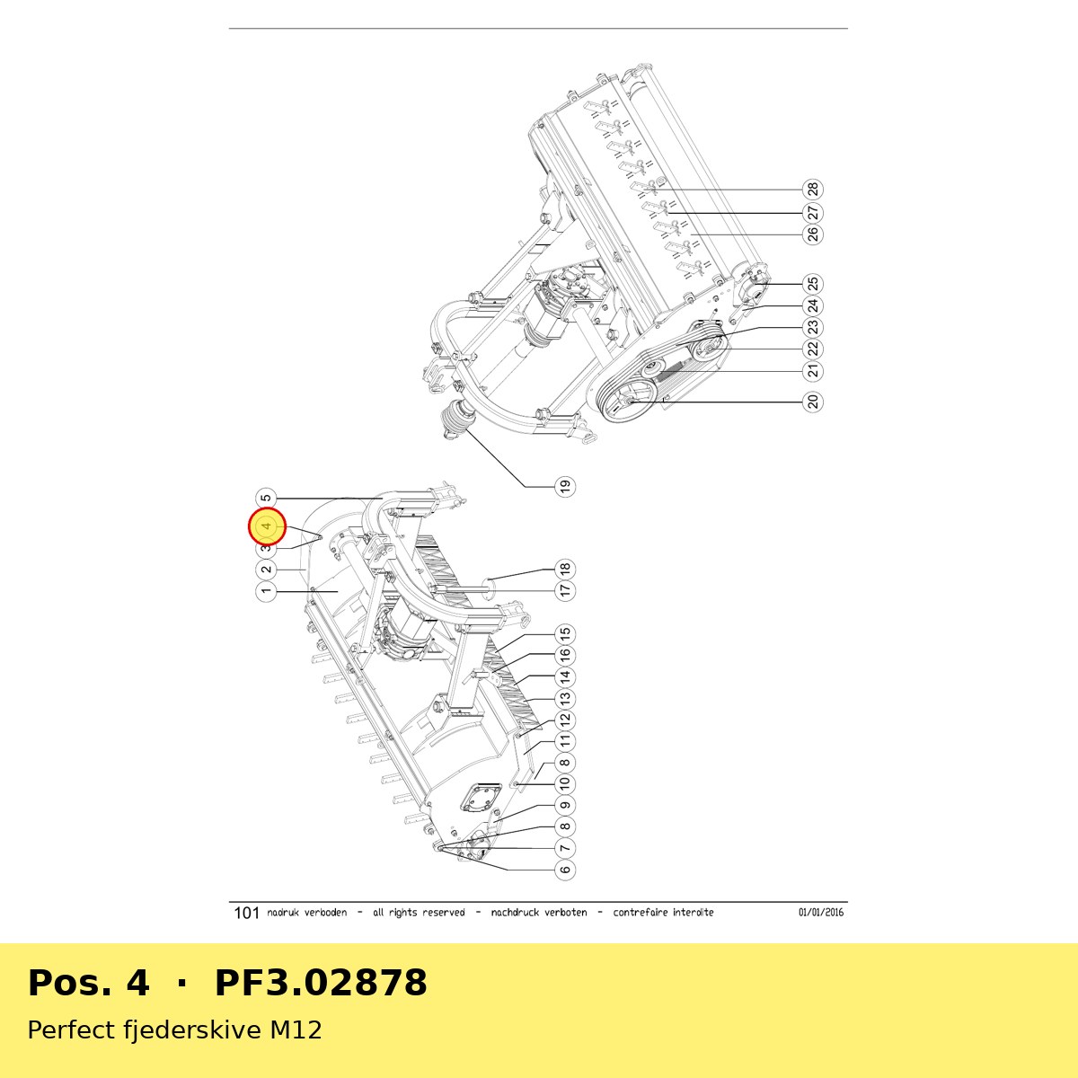 Perfect fjederskive M12 – reservedelstegning