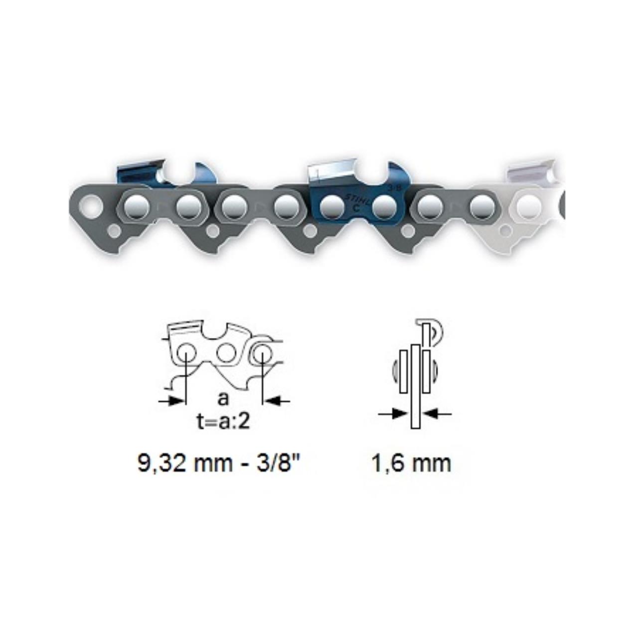 Stihl savkæde 3/8" RS, 1,6 mm, helmejsel