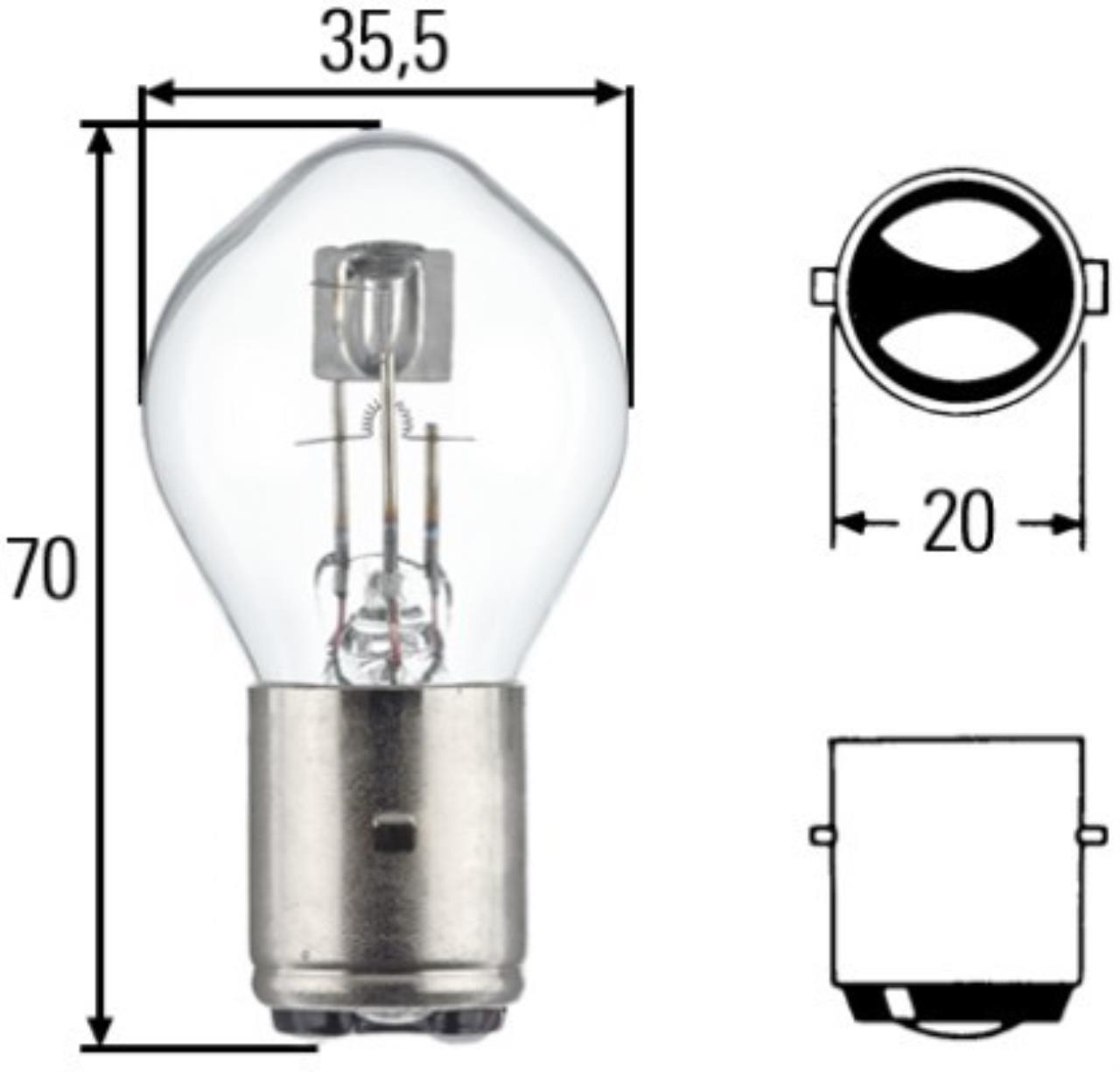 Pære 12V 45/40W 2-pol BA20d