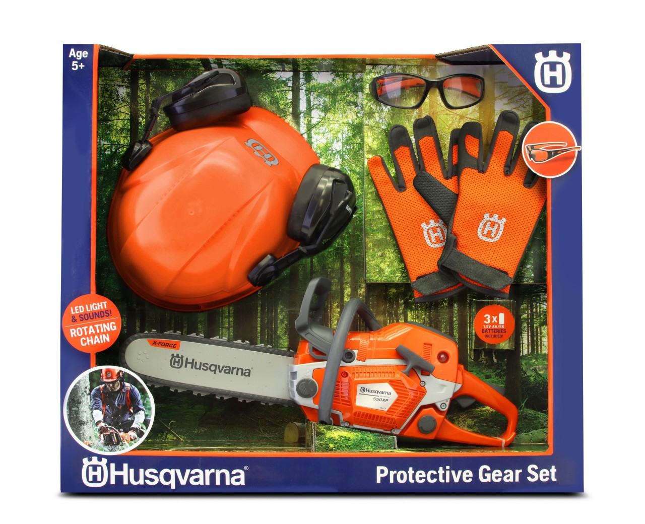 Husqvarna sav 550XP m/hjelm, handsker u/batteri