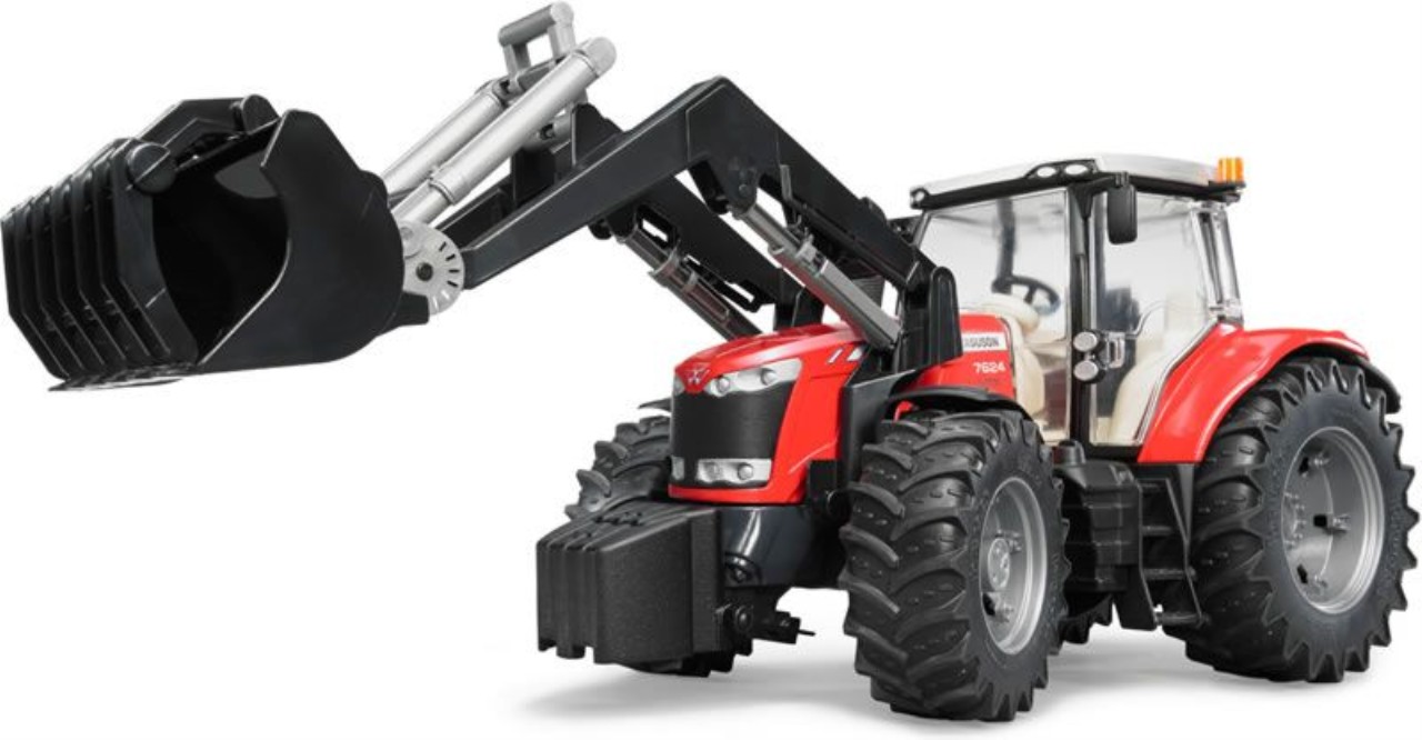 MF legetøjs traktor MF 7624 MED FRONTLÆSSER, MÅLESTOK 1:16