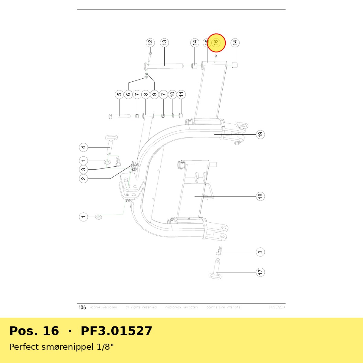 Perfect smørenippel 1/8" – reservedelstegning