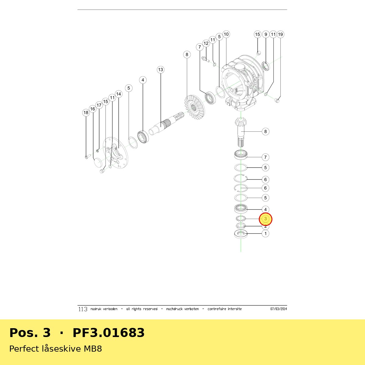Perfect låseskive MB8 – reservedelstegning