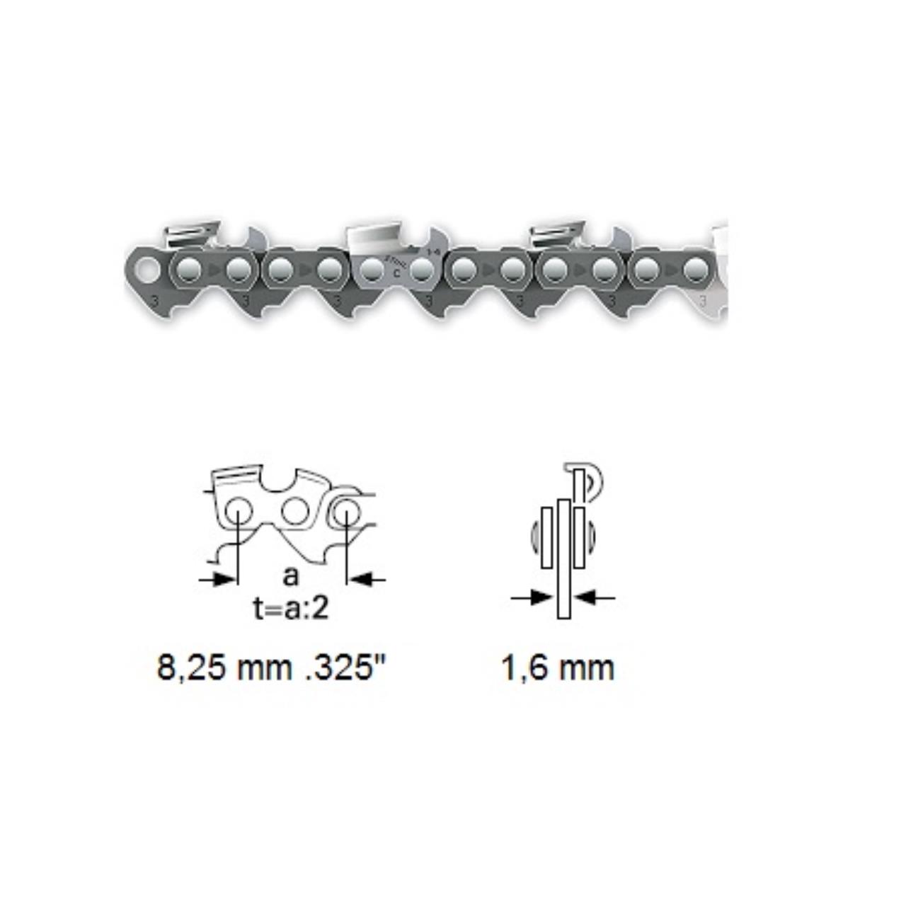 Stihl savkæde .325" RM, 1,6 mm, halvmejsel, 56 led
